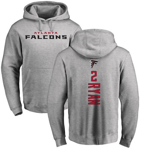 Atlanta Falcons Men Ash Matt Ryan Backer NFL Football 2 Pullover Hoodie Sweatshirts